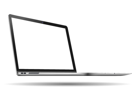 Laptop with blank screen to present your application and web - design. Realistic Laptop. Isolated on a white background. 3D - view.のイラスト素材