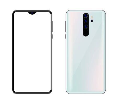 Realistic smartphone in black and gradient color with blank touch screen. Created by your present mobile app design, adaptive web design and davelopment. Isolated on white background. stock vector.のイラスト素材