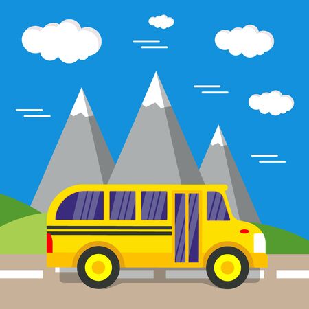 School bus vector illustration. Travel and back too school.のイラスト素材