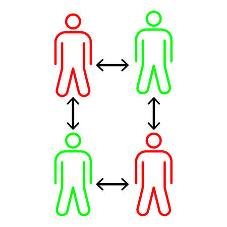 Social distancing icon. Keep 2 meter distance. Coronovirus epidemic protective. Vector illustration.のイラスト素材
