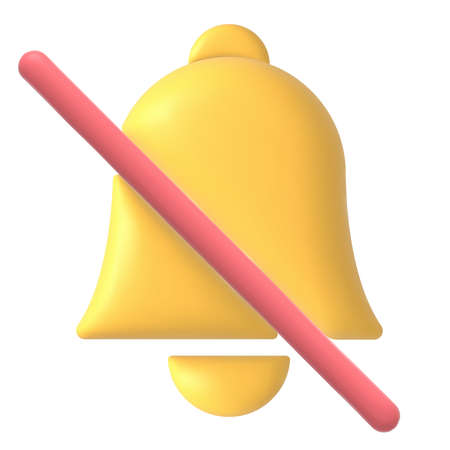 3d cartoon style minimal icon Bell, without sound. 3D vector illustration isolated on a white...