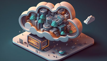 cloud computing concept. 3d isometric illustration of cloud computing conceptの写真素材