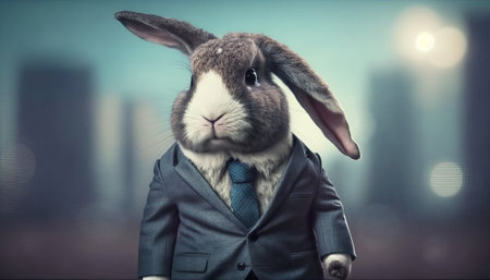 Bunny wearing business. Generative AI