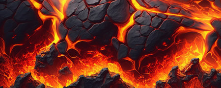 Magma volcano background. Lava fire using UI UX Designの写真素材