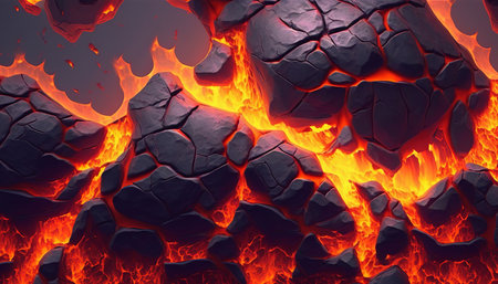 Magma volcano background. Lava fire using UI UX Designの写真素材