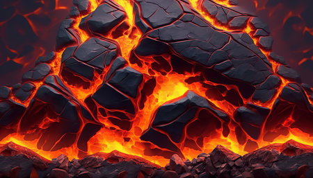 Magma volcano background. Lava fire using UI UX Designの写真素材