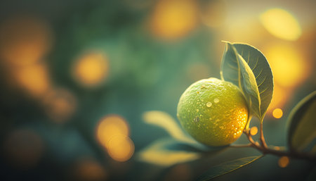 Summer Green Garden with Lemon Backgroundの写真素材