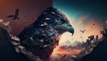 Abstract Eagle isolated on a fantasy backgroundの写真素材