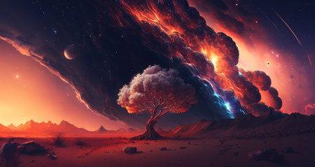 Beautiful abstract collection with black fantasies on a colorful background. Abstract futuristic background. isolated background. beautiful scenery. fantasy landscapeの写真素材
