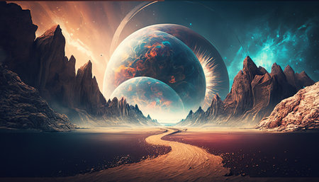 Beautiful abstract collection with black fantasies on a colorful background. Abstract futuristic background. isolated background. beautiful scenery. fantasy landscapeの写真素材