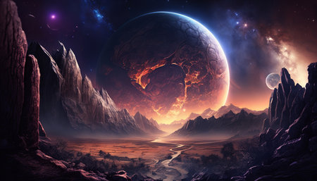 Beautiful abstract collection with black fantasies on a colorful background. Abstract futuristic background. isolated background. beautiful scenery. fantasy landscapeの写真素材