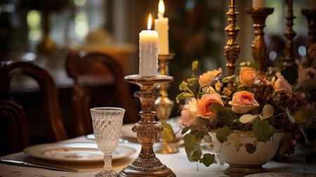 Vintage Candlestick. Banner with place for text