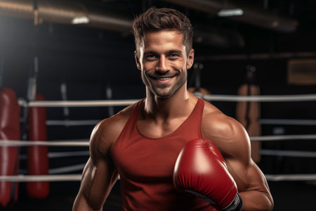 Happy American Boxer Training in Gymの素材