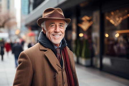 Dapper Senior Gentleman Embracing Urban Lifeの素材