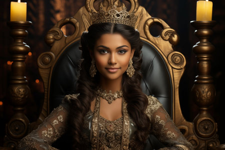 Elegant Indian Princess on a Throneの素材
