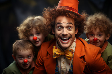 Clown entertains children. On the holiday.の素材