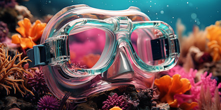 Diving Goggles in Coral Reef.の素材