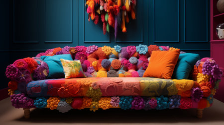Eclectic Sofa in Vibrant Colors. Cozy Interiorの素材