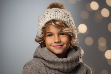 Happy Boy on a Christmas Backgroundの素材