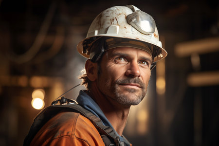 Builder Man on a Construction Siteの素材