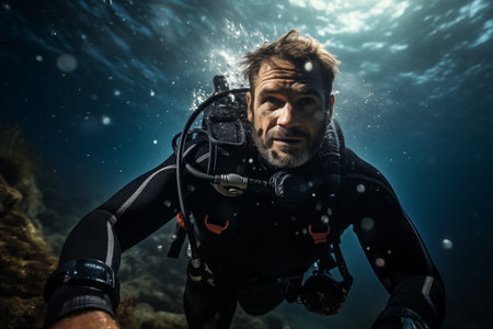 Male Scuba Diver in the Underwater Worldの素材