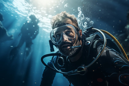 Male Scuba Diver in the Underwater Worldの素材
