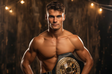 Boxer Man with a Championship Beltの素材