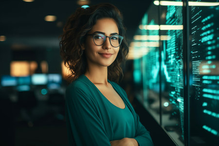 Female Software Developer with Coding Glassesの素材