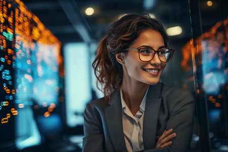 Female Software Developer with Coding Glassesの素材