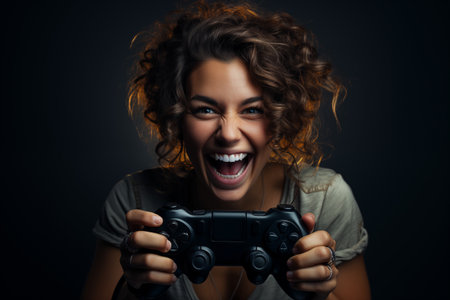 Beautiful Girl Gamer with Joystickの素材