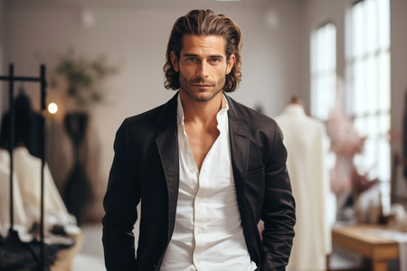 Male Fashion Designer in Studio Designの素材