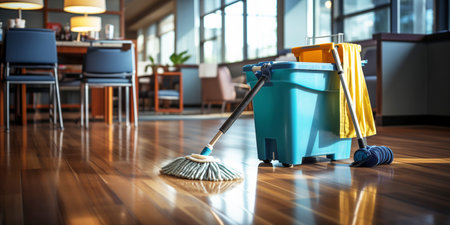 Mop and Bucket - Cleaned Office Space.の素材