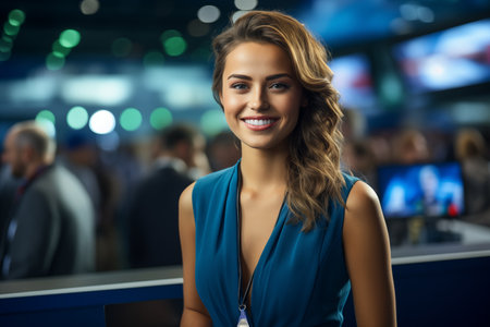 Female Sports Analyst on a Sport Arenaの素材