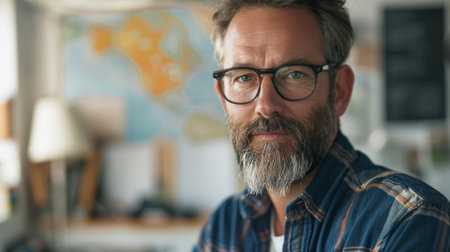 Portrait of Male geophysicist studying seismic activityの素材