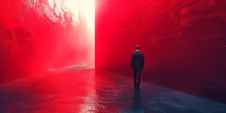 Abstract leadership background with visionary leader and strategic decision-making processes.の素材