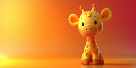 Cute giraffe on orange backgroundの素材