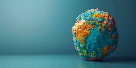 3d rendering of a colorful globe on a blue background. The concept of Earth Dayの素材