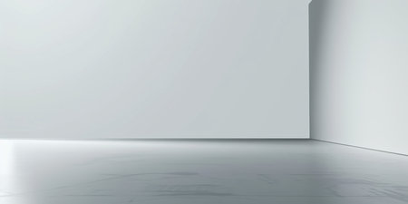 Empty room with white walls and floor, 3d rendering. Computer digital drawing.の素材