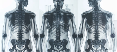 3d rendered illustration of human skeleton in x-ray on white backgroundの素材