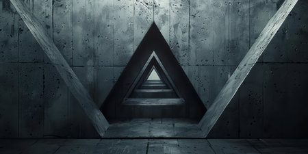 A very dark room with a staircase leading upwards.の素材