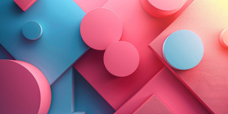 abstract geometric shapes, podiums in pastel colors.の素材