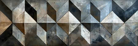 Seamless geometric triangular pattern on a concrete wall.の素材