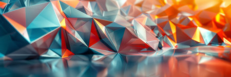 abstract low poly background with red, blue and orange colors.の素材