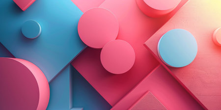 abstract geometric shapes, podiums in pastel colors.の素材