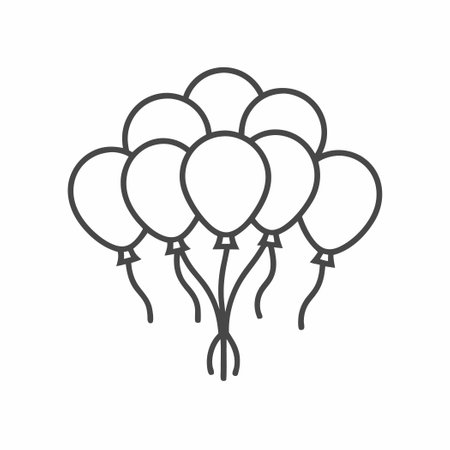 A cluster of vibrant balloons gracefully ascends into the bright blue sky, evoking a joyous atmosphere filled with laughter and celebration. Perfect for festive occasions.のイラスト素材