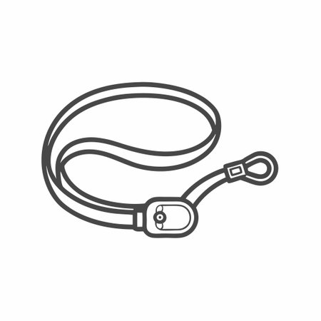A simple, minimalist illustration of a pet leash, designed in a clean line art style.のイラスト素材