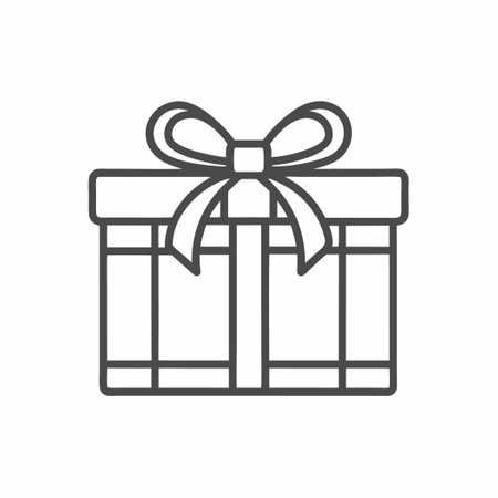 A simple and elegant line drawing of a gift box with a bow, symbolizing celebrations and special occasions.のイラスト素材