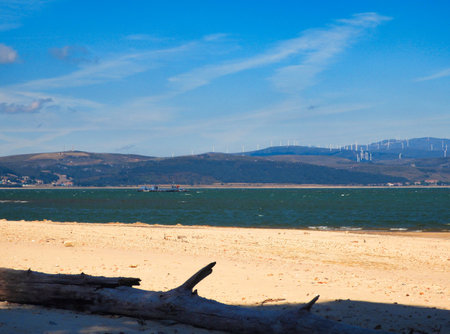 Camping playa arija located in the ebro reservoir north of Burgos near the source of the ebro, Spainの写真素材