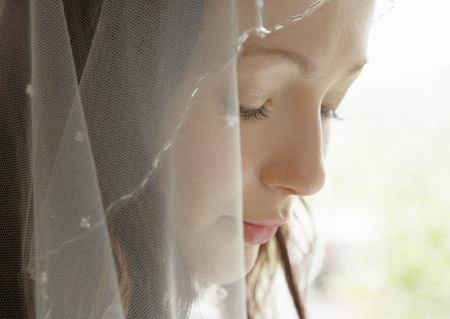 Bride shutting her eyesの写真素材