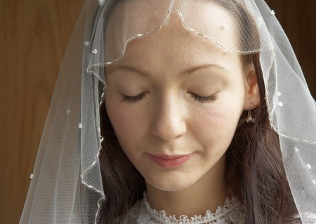 Bride shutting her eyesの写真素材